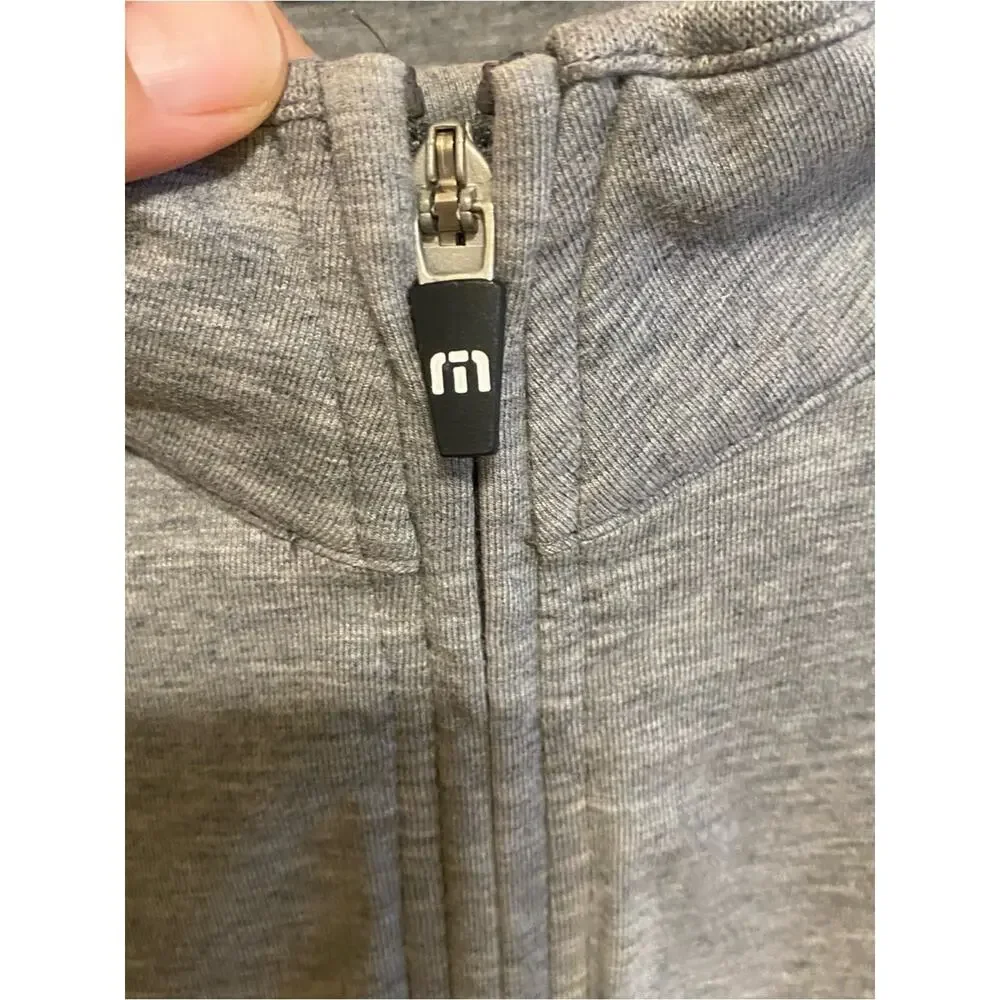 Travis Mathew Gray Half-Zip Pullover with Blue & Yellow Stripes Men's XXL